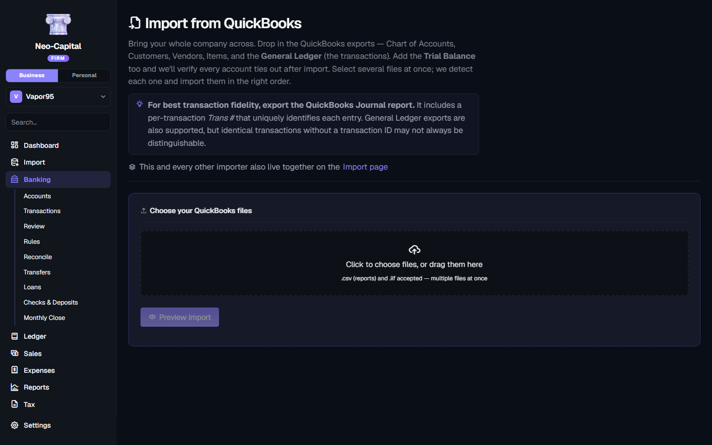 QuickBooks Import