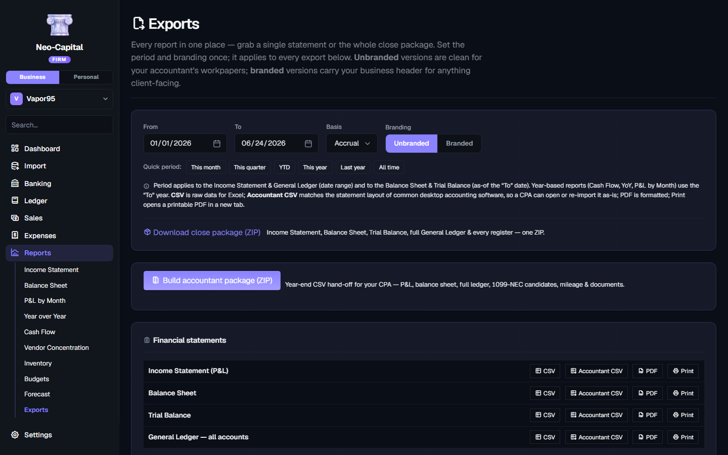 Reports & Exports